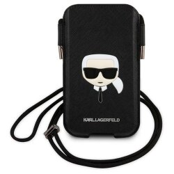 ORIGINAL KARL LAGERFELD TORBICA SAFFIANO IKONIK KARL`S HEAD KLHCP12MOPHKHK 6,1 INČA CRNA Cene