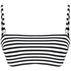 Trendyol Black-White Striped Strapless Textured Hipster Bikini Top Cene