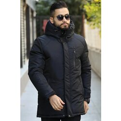 D1fference Men's Black Shearling Inner Winter Coat & Coat & Parka with a Waterproof And Windproof Hood. Cijene