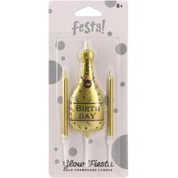Glow Fiesta, svećica, šampanjac, Happy birthday - odaberite boju Cene