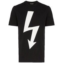 Neil Barrett Majice s kratkimi rokavi T-SHIRT PBJT477A BLACK Črna Cene