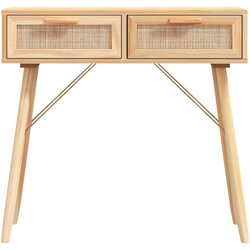 vidaXL Konzolni stol smeđi 80x30x75 cm od borovine i prirodnog ratana Cijene