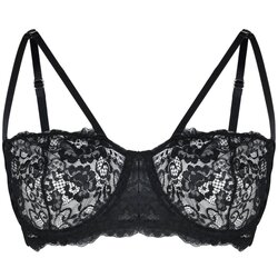 Trendyol Curve Black Lace Piping Underwire Capless Balconette Bra Cene