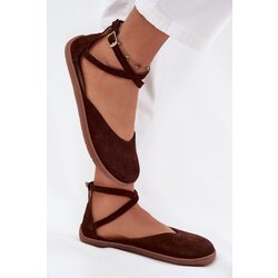 Zazoo Ladies Suede Ballerinas Barefoot with Straps 191 Chocolate Cene