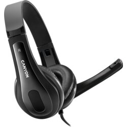 Canyon slušalke CHSU-1 basic PC headset with microphone, USB plug, leather pads, Flat cable length 2.0m, 160*60*160mm, 0.13kg, Black; - CNS-CHSU1B Cene