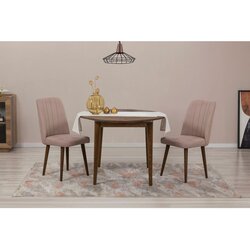 Hanah home vina 0900 - walnut, stone walnutstone extendable dining table & chairs set (3 pieces) Cene