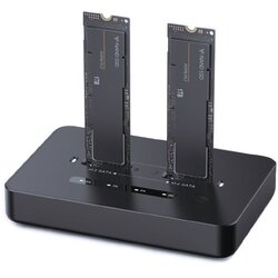 Gembird DD2-U3M2 desktop doking stanica sa dva usb type-c M.2 nvme (i sata) ssd uređaja, crna Cene