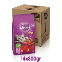 Whiskas Suva hrana za odrasle mačke , Govedina i mrkva, 300gr, 14 komada Cene