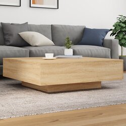 vidaXL Stolić za kavu s LED svjetlima boja hrasta sonome 100x100x31 cm Cijene