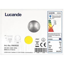  Lucande - LED spoljašnje ugradno svetlo HELENE LED/3W/230V IP67 Cene