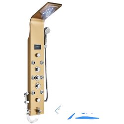 rozin LED tuš panel, dizajn slapov, spa masažni pršilnik, zlat 8009, (5000159317) Cene