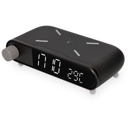 Ksix Retro alarm/budilica, bežični punjač, mjerač temperature, crni Cijene