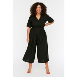Trendyol Curve Black Waist Detailed Woven Jumpsuit Cene
