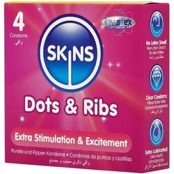 Skins rebrasti i točkasti kondomi (4 kom) Cene