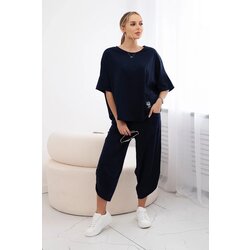 Kesi Włoski Cotton set blouse + trousers navy blue Cijene