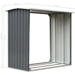 vidaXL Vrtna ostava za drva od pocinčanog čelika 172x91x154 cm siva Cijene