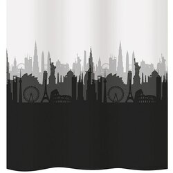 Diaqua Tekstilna kopalniška zavesa City (Š x V: 120 x 200 cm, Bela/Siva/Črna) Cene