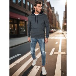 DStreet Bluza męska basic z kapturem ciemnoszara Cene