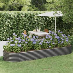 vidaXL visoka greda iz prašno premazanega jekla 322x100x36 cm siva Cene