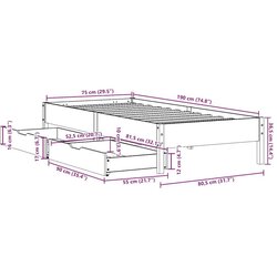 vidaXL Okvir kreveta bez madraca bijeli 75 x 190 cm masivna borovina Cijene