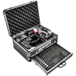 Graphite Energy+ set in aluminum case: drill/driver with removable chuck, 2 2.0Ah batteries, charger and 109 accessories Cene