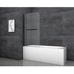 Aurlane zložljiva stena za kad black Comfort1 črna mat 80 x 140 cm 1-krilna Cene