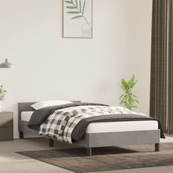 vidaXL Posteljni okvir z vzglavjem svetlo siv 90x190 cm žamet Cene