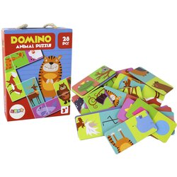 Logic Game Double-Sided Domino Animals Puzzle 10cm x 5cm 28 Pieces. Cene