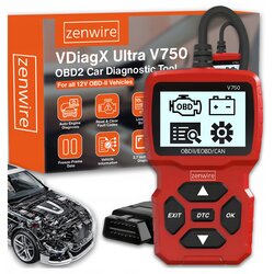 Zenwire VDiagX V750 Diagnostični OBD2 skener z LCD zaslonom 2,7", branje VIN, brisanje napak DTC, Live Data, CAN/EOBD, za večino vozil z 16-pin OBD2, (5000194443) Cene