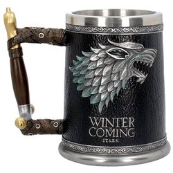 Here Be Dragons Black, B3697J7 Winter is Coming Tankard Vrček Game of Thrones 14 cm, smola z vstavkom iz nerjavečega jekla, (20850825) Cene