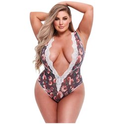 BACI Plus Size - cvetlično, čipkasto telo Cene