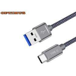 Optimus usb c data kabel (1m, usb 3.0 na usb-c, pleteni/najlon, sivi) Cene