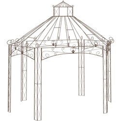 vidaXL Vrtni paviljon antično rjav 400x258x378 cm železo Cene