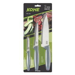 KOHE Set of 3 knives, mixed colours in blister pack Cene