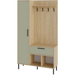 Marckeric zeleni/u prirodnoj boji set za hodnik u dekoru hrasta 108x195x35 cm heidy Cene