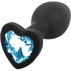 Sunfo silikonski analni dildo s srčastim kamnom (črno-safir) Cene