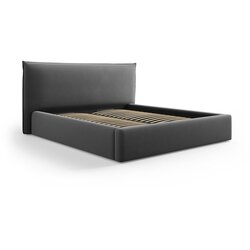 Milo Casa Temno siva oblazinjena zakonska postelja s prostorom za shranjevanje z letvenim dnom 160x200 cm Elio – Cene