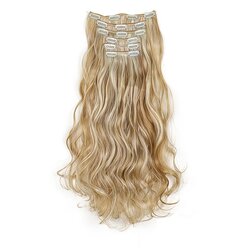 INF Zlate blond lasne podaljške s sponkami, komplet 6 kosov, 16 sponk, (5000327193) Cene