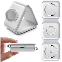 Ega Brezžični Hitri Polnilec 15W 3 v 1 Qi Indukcijski Polnilec Univerzalen Združljiv Apple iPhone Watch AirPods Bel, (5000008182) Cene