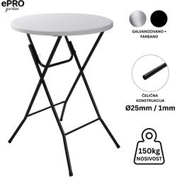 Epro sklopivi baštenski barski sto Ø80 110cm/ metal-plastika Cene