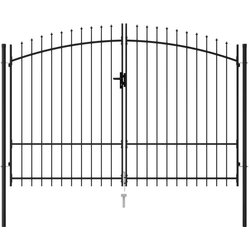 vidaXL dvostruka vrata za ogradu sa šiljcima na vrhu 3 x 1,75 m crna Cijene