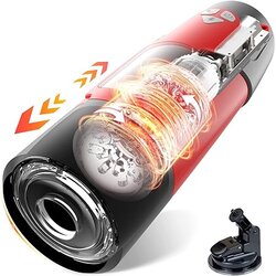 Paloqueth Electric Thrusting & Rotating Masturbator with 7 Modes and Realistic 3D Channel Red Cene