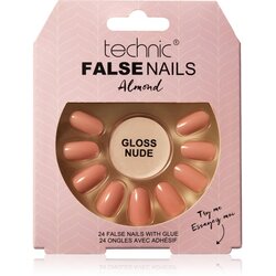 Technic_Cosmetics False Nails Almond umetni nohti Gloss Nude 24 kos Cene