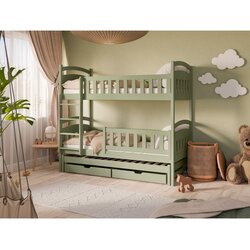 Molarem Home Drveni dječji krevet na kat Blanka s tri kreveta i ladicom - olive - 160x80 cm - Bez madraca Cijene