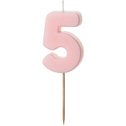 PARTY DECO svečka za rojstni dan številka 5, svetlo roza, 5,5 cm Cene