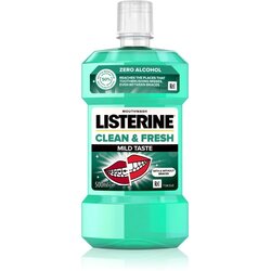 Listerine Clean & Fresh Mild Taste Mouthwash ustna vodica brez alkohola, primerna za zobe z zobnim aparatom 500 ml unisex Cene