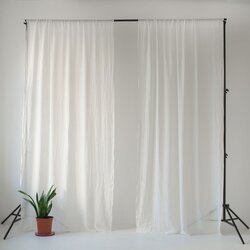 Linen Tales Bela lanena lahka zavesa s tunelom Daytime, 250 x 130 cm Cene