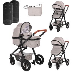 Lorelli ALEXA Kolica 2u1 Opaline Grey Elephants: Košara + Autosjedalica + Zimska Navlaka (0mj+) - (do 15kg/96cm) Cene