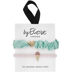 By Eloise London Bangle Set Mint & Strawberry elastika za lase Cene