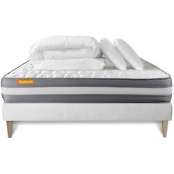Septnuits Kompletni paket za posteljo - Vzmetnica 140x190 cm + Vzmetni okvir z letvami (v kompletu) + 2 vzglavnika + Prevleka - Memo Plus, (21613754) Cene